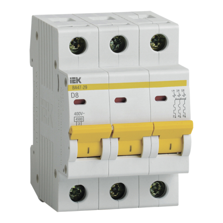 Автоматический выключатель IEK ВА47-29 3p 8A D (MVA20-3-008-D) - 1