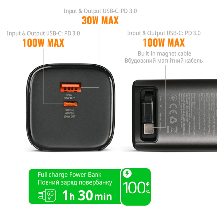 Повербанк (УМБ) 20000mAh VIDEX VPB-350, 130W PD100W + Display - 19