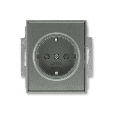 Розетка с заз.и заслонками Time черн.мет. - 1