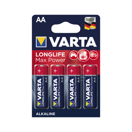 Батарейка VARTA LONGLIFE MAX POWER, 1,5 В, AA (LR06), alkaline (щелочная), цена за упаковку, продаем поштучно, 4706101404 - 1