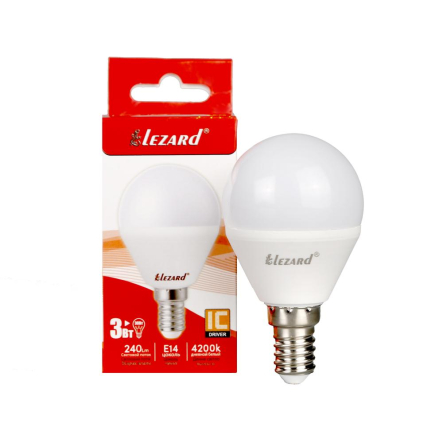Лампа светодиодная Lezard, 3 Вт, 4200K, E14, 220 В, A45 - 1