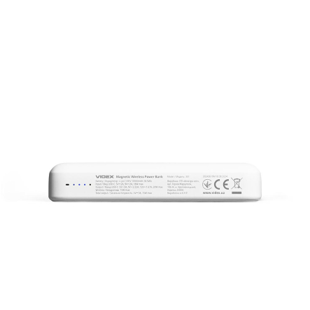 Повербанк (УМБ) VIDEX VPB-331, 10000mAh Wireless 15W+PD20W, беспроводная зарядка, белый