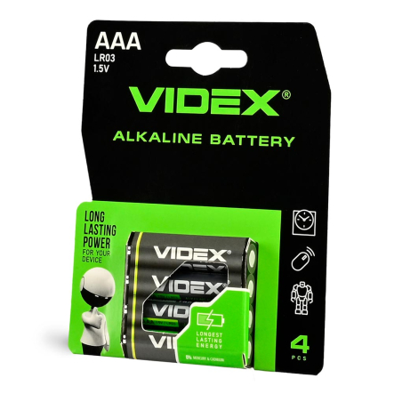 Батарейка щелочная VIDEX LR03/AAA, BLISTER CARD, 21165 - 1