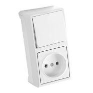 Выключатель 1 кл., + розетка вертикальный VIKO VERA, 90681086, белый