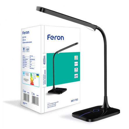 Настільна лампа FERON DE1732 6W 3000K-4000К-6000К чорна, DE1732 чёрный - 1