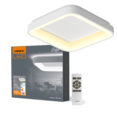 Світильник LED накладний VIDEX EDGE-SC-72W-WHITE, 72W, 2700K-6000K, 450х450х80мм, 27664 - 1