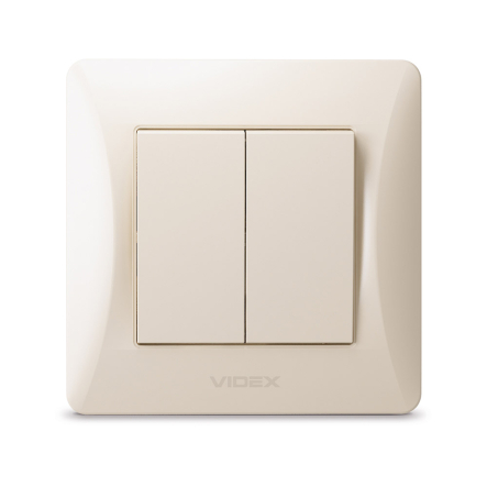 Выключатель VIDEX BINERA двухклавишный, кремовый, VF-BNSW2-CR - 5
