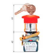 Выключатель кнопочный Промфактор ВК-011КГрКБ-2Р2З, Грибок, ключ-бирка, 2но+2нз