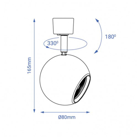Светильник трековый FERON, ML331, без лампы MR16/GU10, 80х165мм, белый, 7134