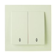 Выключатель двухклавишный проходной крем NILSON Touran, 24121009