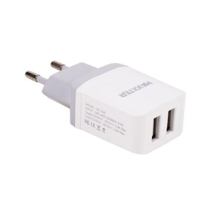 Зарядное устройство сетевое Maxxter UС-25A, 2 USB, 5V/2.4A - 1