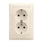 Розетка двойная 2К+3аземление немецкой системы без шторок, LEGRAND Valena, 774370, слоновая кость