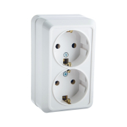 Розетка подвійна із заземленням накладна АСКО-УКРЕМ, PЗ16/2-З-Ct-W