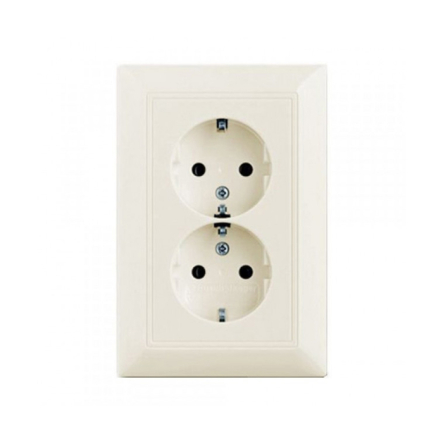 Розетка двойная с заземлением АBB Basic 55, 20-02 EUJ-92-507, слоновая кость - 1