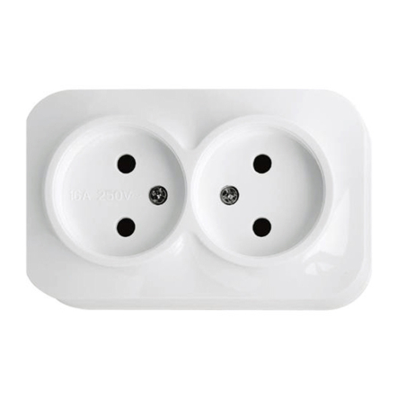 Розетка двойная HOROZ накладная, белая, EVA, 112-003-0002-010 - 1