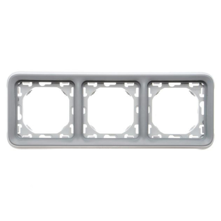 Рамка тройная с суппортом Legrand Plexo, 069687, горизонтальная, ІР55, серая - 1