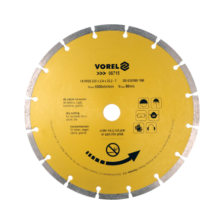 Круг відрізний VOREL 08715 V, алмазний, сегментний, d - 230 мм - 1