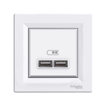 Розетка USB 2,1А Schneider Electric ASFORA, белая, EPH2700221 - 1