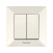 Выключатель импульсный двухклавишный, Panasonic Arkedia Slim, крем, 00132BG