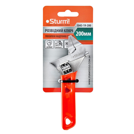 Разводной ключ усиленный STURM 1045-19-200, 141 мм