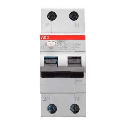 Дифференциальный автоматический выключатель ABB DSH201-C10, A, AC 30 mA, 6 kA, 2CSR255070R1104