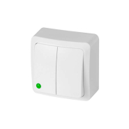 Выключатель 2-клавишный, белый, IP20, Elektro-Plast BERG, 3711-00