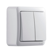 Вимикач Lezard VIOLA двоклавішний, білий, 751-0200-101