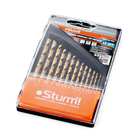 Набор сверл по металлу Sturm 1055-04-PRO, 1,5-6,5 мм, 13шт - 1