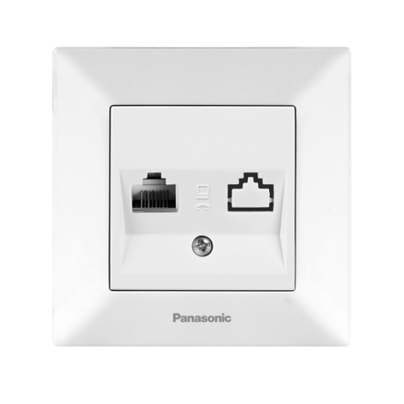 Розетка компьютерная RJ45 CAT5e, Panasonic Arkedia Slim, белая, 04042WH - 1
