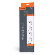 Удлинитель VIDEX ONCORD VF-PD53G-W 5гн 3м с заземлением с кнопкой (3x1.5мм), белый