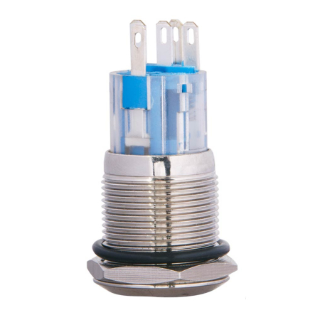 TYJ 19-271 Кнопка металлическая, АСКО-УКРЕМ, A0140010113, плоская с подсветкой 1NO+1NC, зеленая, 220V