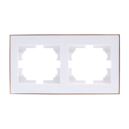 Рамка Lezard RAIN двомісна, біла, горизонтальна з боковою вставкою золото, 703-0226-147