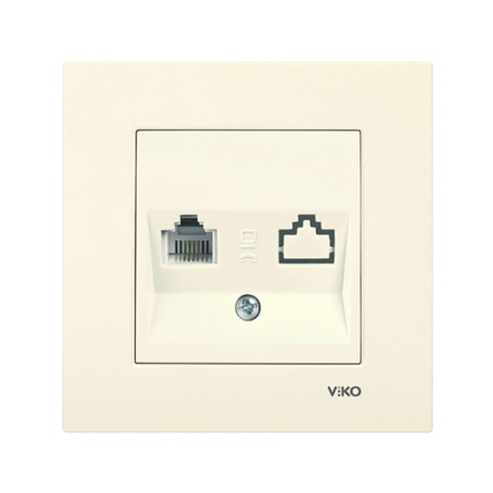 Розетка телефонна одинарна RJ11 KARRE, 90960113, крем - 1