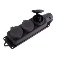 Розетка зовнішньої установки потрійна LEZARD, із заглушками, 2Р+РЕ, 1х16А, 220-240V, каучук, 106-0400-101