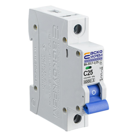 Автоматический выключатель АСКО-УКРЕМ ВА-2017 1р, 25А С, A0010170005