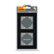 Рамка VIDEX BINERA, черное стекло, 2 поста, горизонтальная, VF-BNFRG2H-B