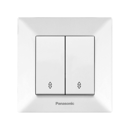 Вимикач двоклавішний прохідний, Panasonic Arkedia Slim, білий, 00112WH - 1