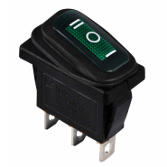 Перемикач 1 клав. перекидний вологозахищений зелений KCD3-103W GR/B, АСКО-УКРЕМ, A0140040043