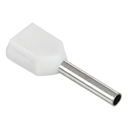 Наконечник-гильза НГИ2 0,75-10 із ізольованим фланцем, ІEK, UTE10-D2-1-100, білий - 1