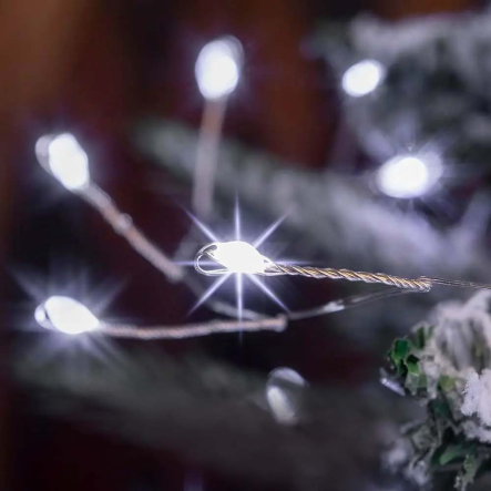 Гирлянда LED Роса-Мишура от сети 30м, 900LED + пульт, Холодный белый