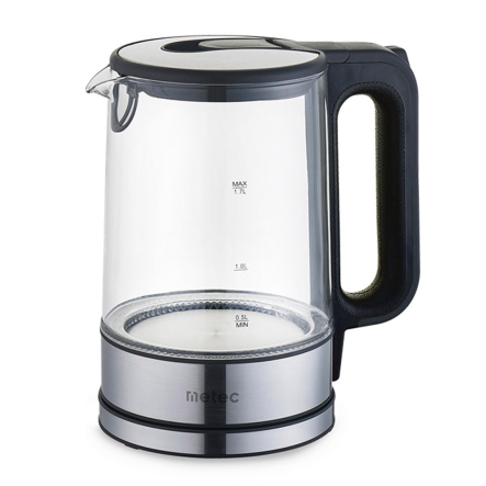 Чайник електричний METEC EK-02GB 1.7л, 1850-2200Вт, корпус стекло, чорний - 1