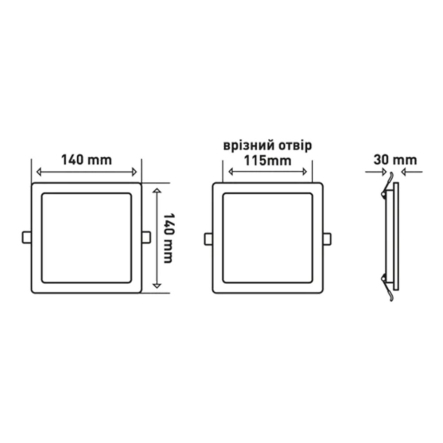 Светильник LED встраиваемый MAXUS 1-RDL-1241-IPS-BL, RDL, 12W, 4100K, 1200 Lm, IP44, 140 мм, чёрный