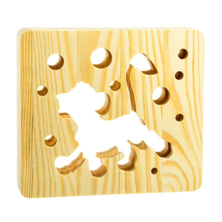 Ночник LED деревянный Весёлый львёнок (WW)