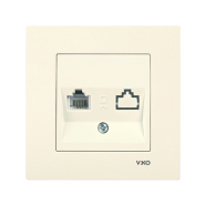 Розетка телефонная одинарная RJ11 KARRE, 90960113, крем
