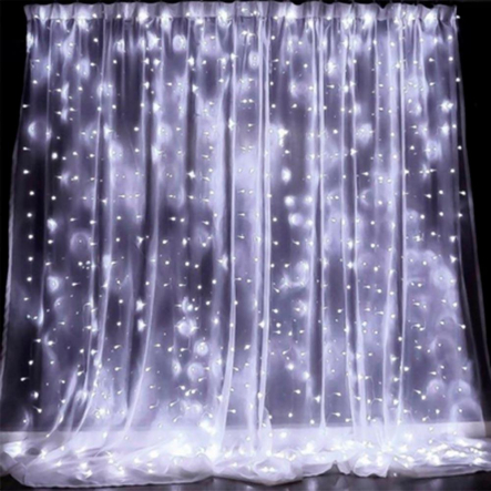 Гирлянда штора, 3*2 м, 280 Led, прозрачный шнур, белая, с переходником, RV-30 3*2 W