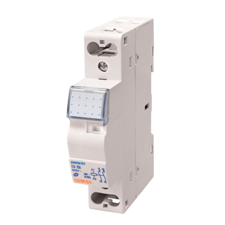 Контактор модульний GEWISS&nbsp;GWD6701, 20&nbsp;А, 1NO, котушка&nbsp;-&nbsp;AC&nbsp;230&nbsp;В, 1&nbsp;модуль - 1
