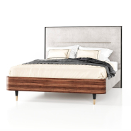 Ліжко Мебус Тіфані 160х200 мм, дуб умбра, колір Toccare HUGME 5 Snowflake, 85930