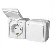 Розетка LEGRAND QUTEO подвійна, 2х2К+З, зі шторками, IP44, біла, 782374