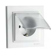 Розетка 1-а із заземленням та кришкою Mono Electric, DESPINA, біла, 102-190021-118