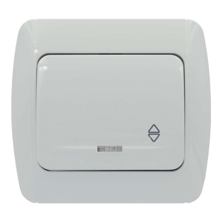 Вимикач EL-BI ZIRVE Fixline, прохідний з підсвідкою, білий, 501-010201-210 - 1